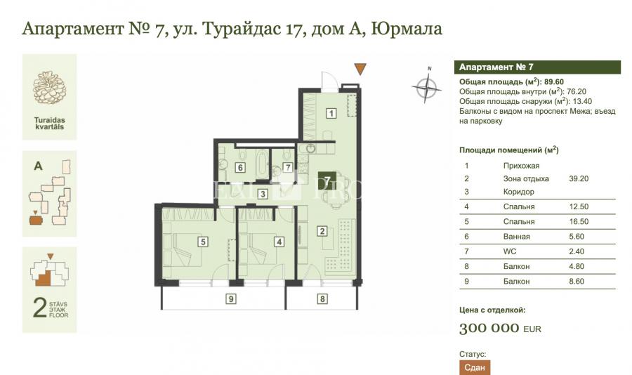 Новые апартаменты в новом комплексе «Turaidas kvartāls»