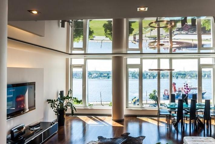 Exclusive two storey penthouse with stunning Daugava River view.