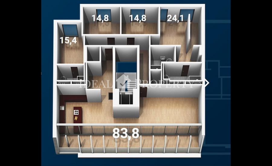 Apartment with 4 bedrooms at Strelnieku street in new complex.