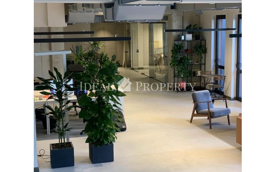 Open-plan office space is offered for rent in the renovated wooden building project 