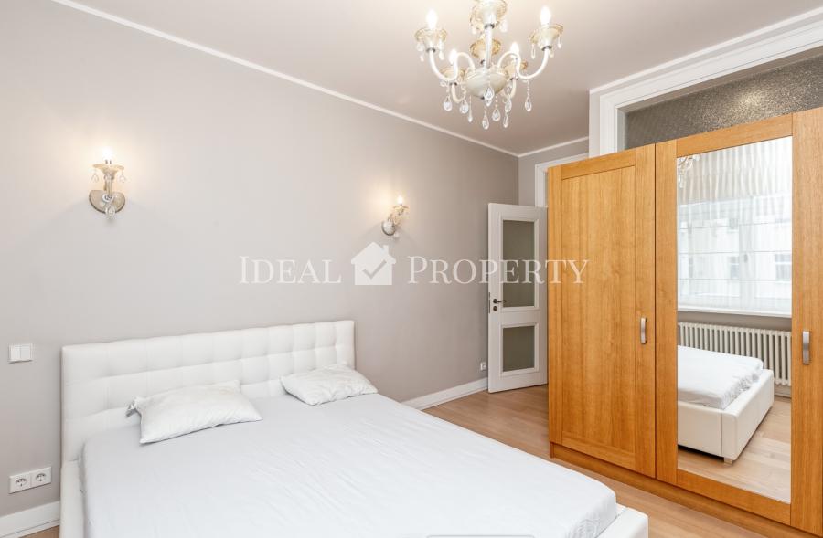 An elegant apartment located in the quiet center of Riga is ready for rent and sale.