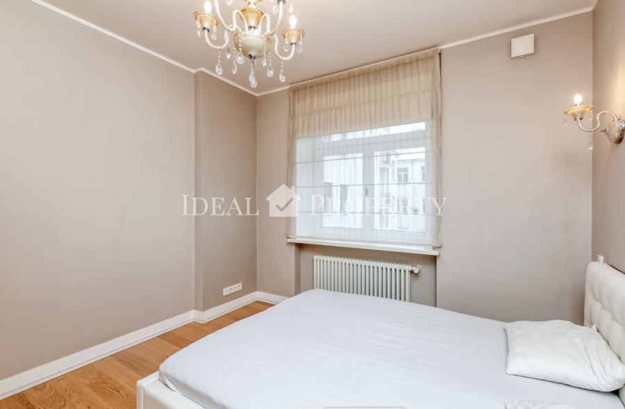 An elegant apartment located in the quiet center of Riga is ready for rent and sale.