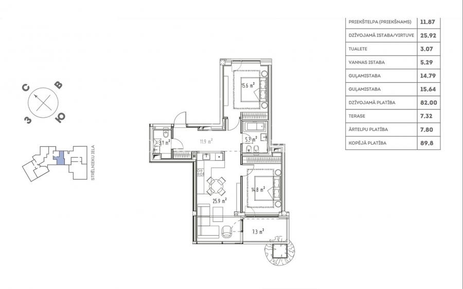 For sale we offer an exclusive 3-room apartment in the most expensive place in Riga - the Quiet Center, in the new project Hoft!