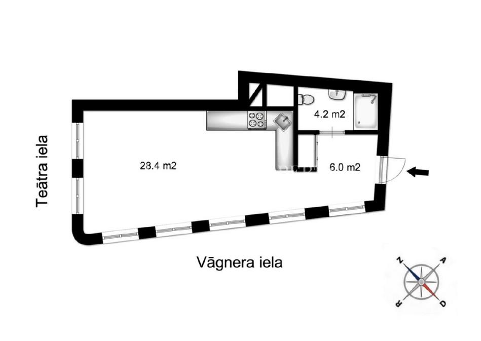 Cosy studio apartment at „Vāgnera Rezidence” 